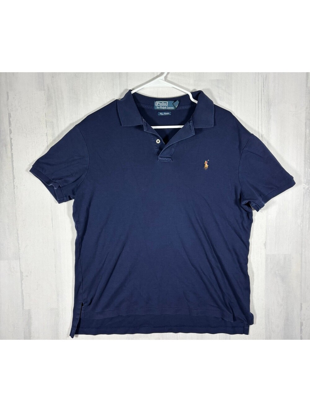 Polo Ralph Lauren Polo Shirt Men Large Navy Pima Interlock Multicolor Pony